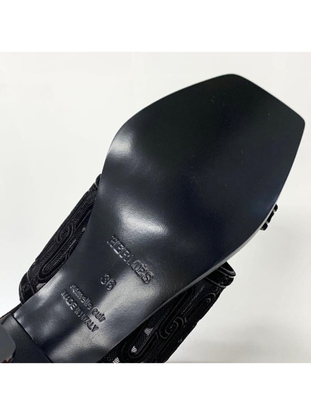 ★SOLD★ Hermes Gioia Suede Mesh Sandals Black - Picture 9 of 11